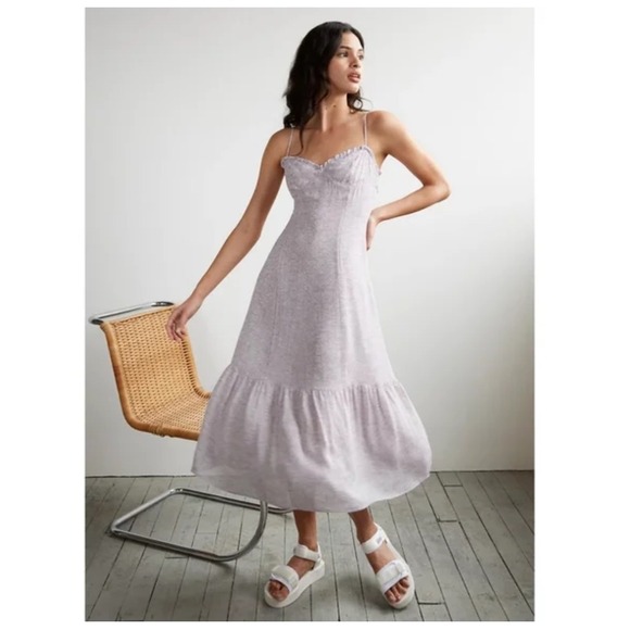 Wilfred Dresses & Skirts - Wilfred Broadway Midi Dress Purple Floral‎ Print Spaghetti Strap Summer Casual